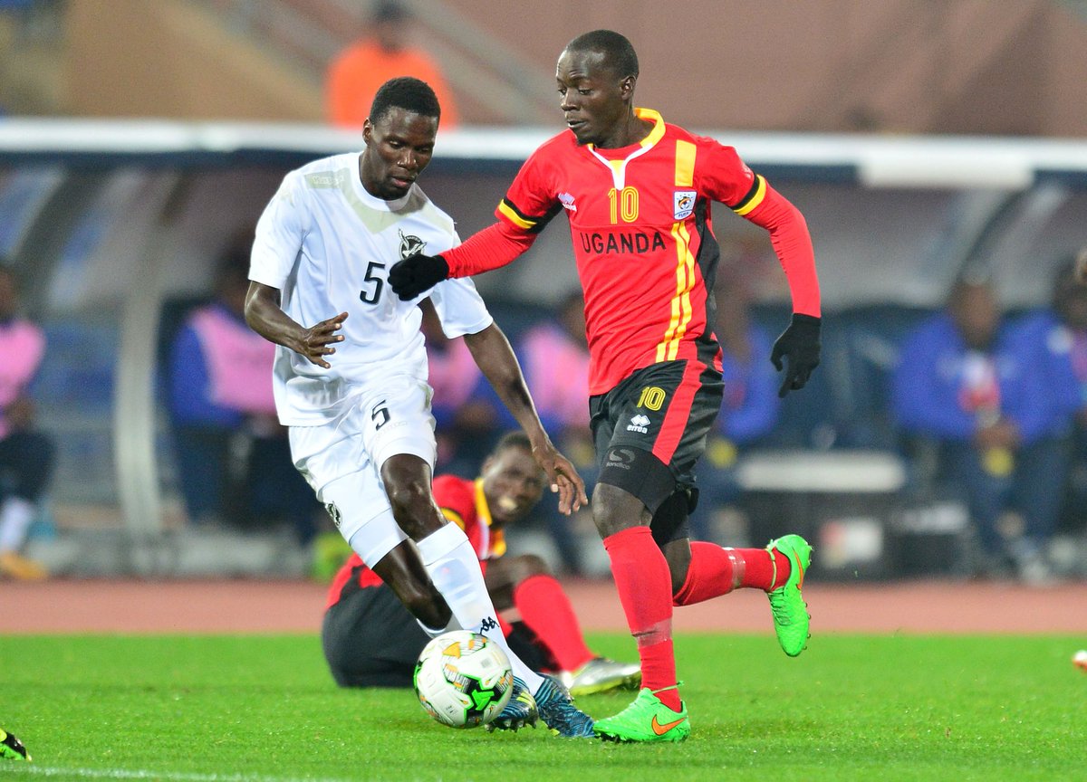 Mutyaba dribbling past Namibian player