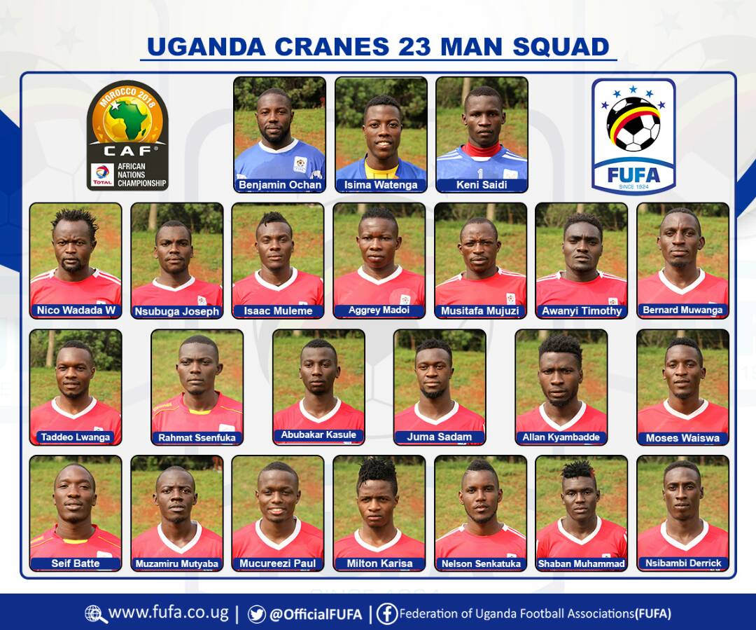 Final 23-Man Cranes Squad that will play in CHAN