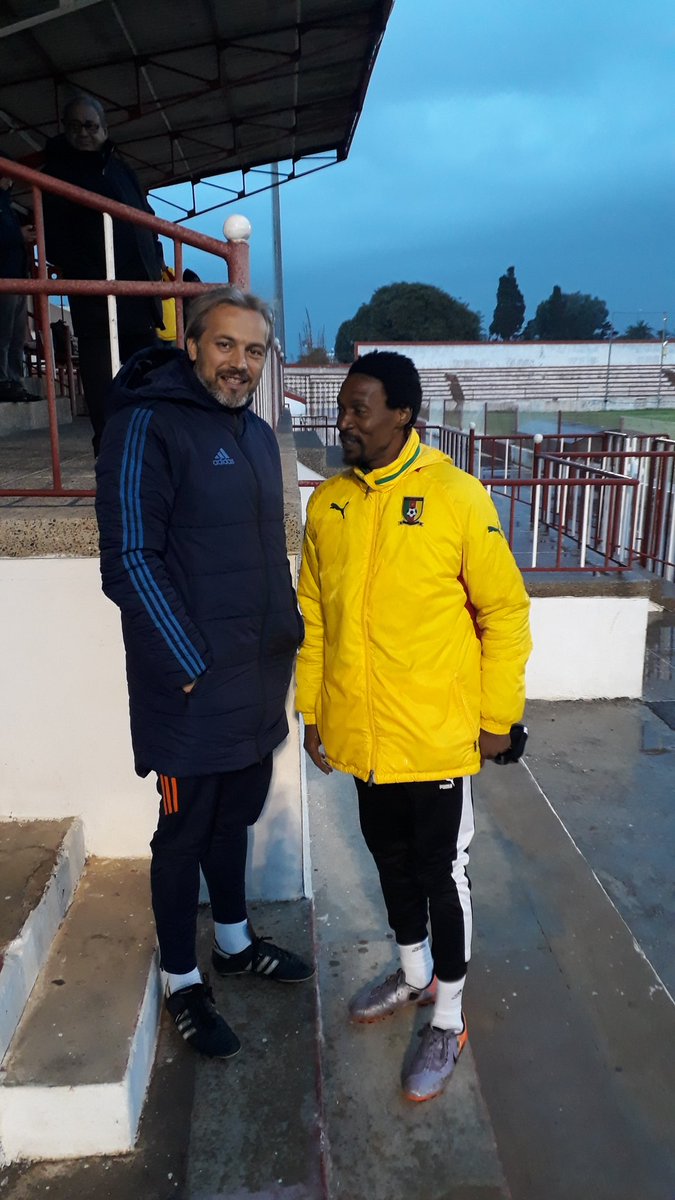 Cranes tactician, Sebastien Desabre charting with Congo Brazzaville coach