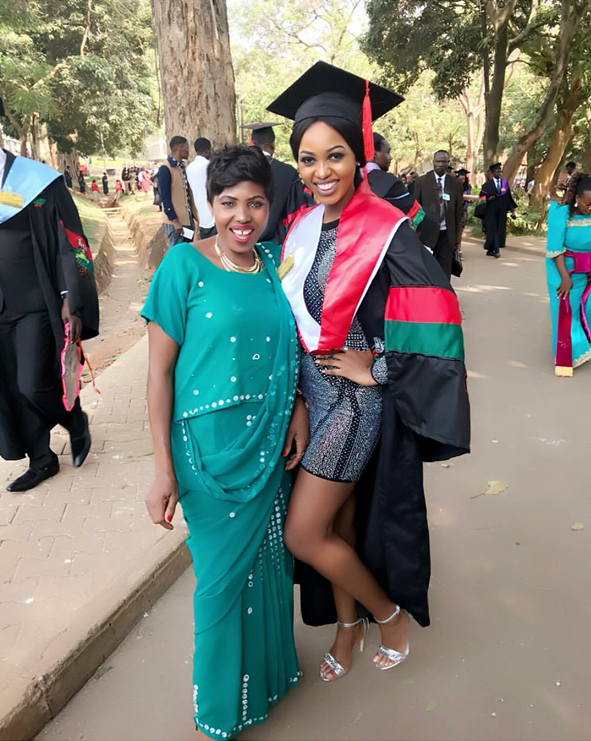 Spice Diana and her mum pose for the cameras after graduation