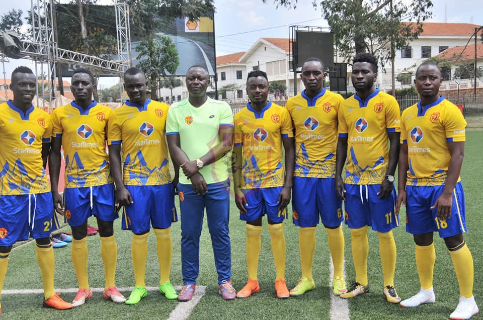 KCCA FC manager, Mike Mutebi with the new recruits