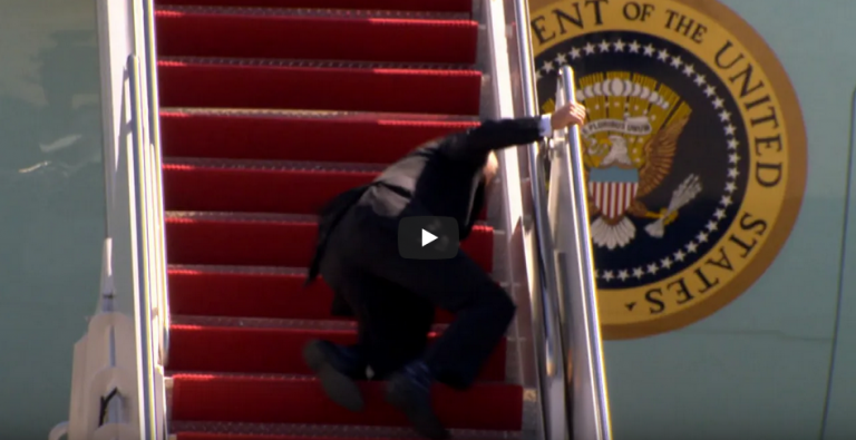 Biden Trips And Falls While Climbing Aircraft Stairs